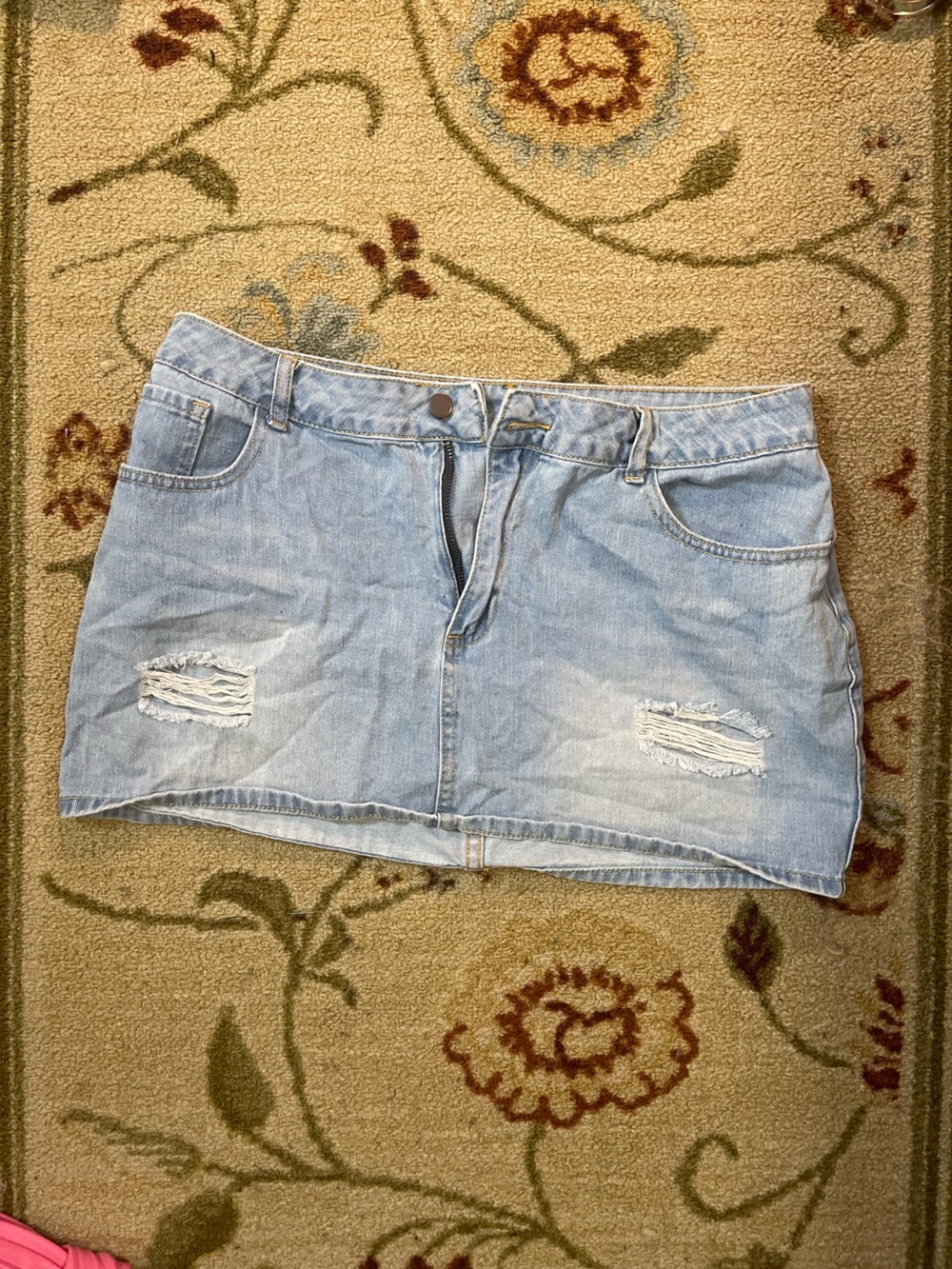 SHEIN Light Blue Distressed Denim Mini Skirt